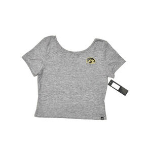Certo IOWA Hawkeyes Scoop Back Tee Short Sleeve Crop Top Gray NCAA Size L NEW